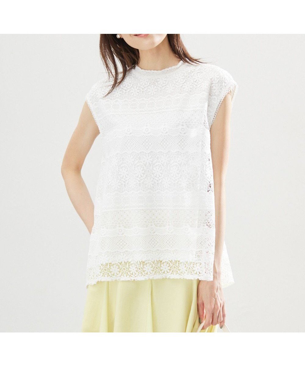 【組曲/KUMIKYOKU】のラッセルレース ブラウス 人気、トレンドファッション・服の通販 founy(ファニー) 　ファッション　Fashion　レディースファッション　WOMEN　トップス・カットソー　Tops/Tshirt　シャツ/ブラウス　Shirts/Blouses　ロング / Tシャツ　T-Shirts　カットソー　Cut and Sewn　春　Spring　カットソー　Cut And Sew　ケミカル　Chemical　ジャージ　Jersey　ハイネック　High Neck　ボーダー　Border　ラッセル　Russell　レース　Race　S/S・春夏　Ss・Spring/Summer　夏　Summer　エレガント 上品　Elegant　 other-1|ID: prp329100004455466 ipo3291000000031792347