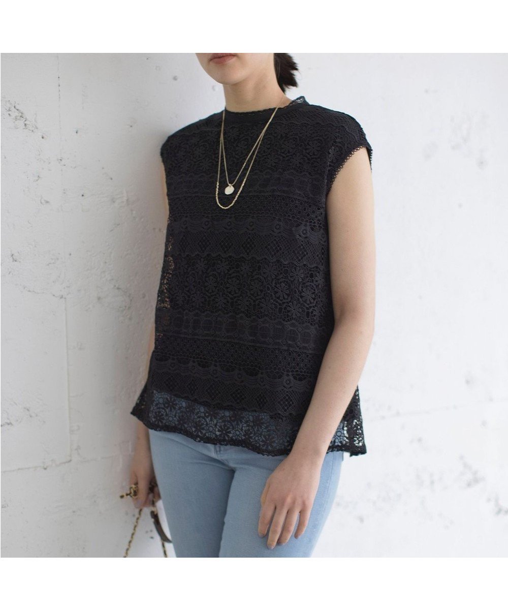 【組曲/KUMIKYOKU】のラッセルレース ブラウス インテリア・キッズ・メンズ・レディースファッション・服の通販 founy(ファニー) 　ファッション　Fashion　レディースファッション　WOMEN　トップス・カットソー　Tops/Tshirt　シャツ/ブラウス　Shirts/Blouses　ロング / Tシャツ　T-Shirts　カットソー　Cut and Sewn　春　Spring　カットソー　Cut And Sew　ケミカル　Chemical　ジャージ　Jersey　ハイネック　High Neck　ボーダー　Border　ラッセル　Russell　レース　Race　S/S・春夏　Ss・Spring/Summer　夏　Summer　エレガント 上品　Elegant　ブラック系|ID: prp329100004455466 ipo3291000000031792349