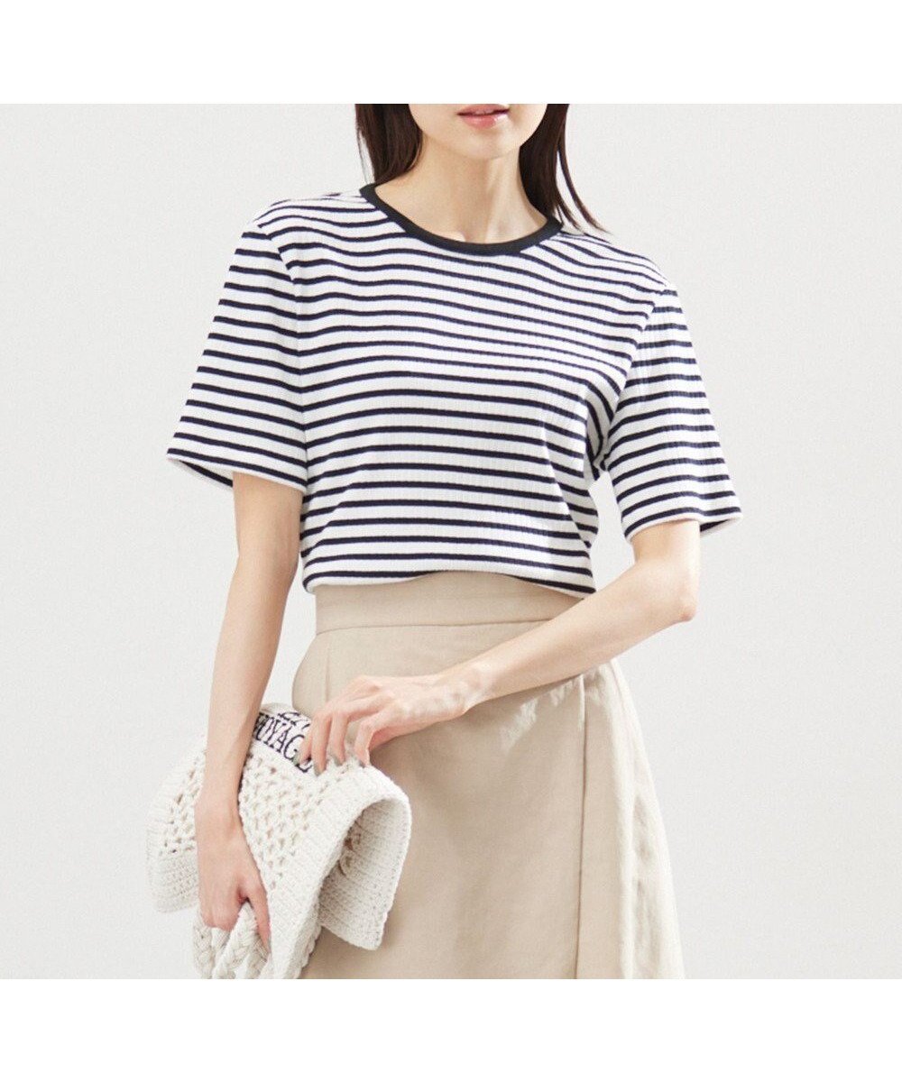 【組曲/KUMIKYOKU】のベーシックリブ Tシャツ インテリア・キッズ・メンズ・レディースファッション・服の通販 founy(ファニー) 　ファッション　Fashion　レディースファッション　WOMEN　トップス・カットソー　Tops/Tshirt　シャツ/ブラウス　Shirts/Blouses　ロング / Tシャツ　T-Shirts　カットソー　Cut and Sewn　春　Spring　カットソー　Cut And Sew　コンパクト　Compact　ストレッチ　Stretch　ストーン　Stone　テレコ　Tereko　ベーシック　Basic　S/S・春夏　Ss・Spring/Summer　夏　Summer　ボーダー系1|ID: prp329100004455468 ipo3291000000031770910