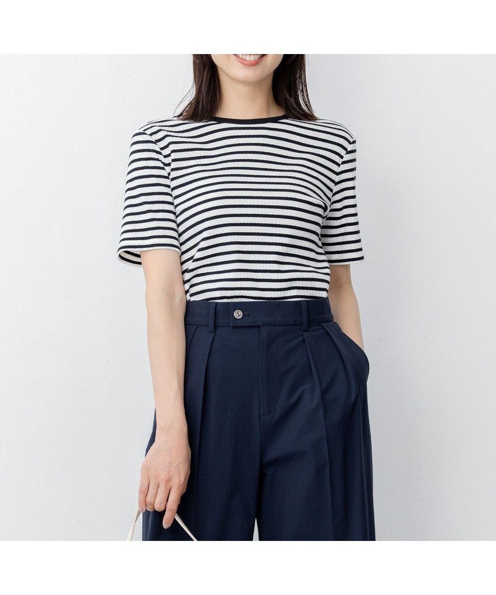 【組曲/KUMIKYOKU】のベーシックリブ Tシャツ インテリア・キッズ・メンズ・レディースファッション・服の通販 founy(ファニー) 　ファッション　Fashion　レディースファッション　Ladies' Fashion Online　トップス・カットソー　Tops/Tshirt　シャツ/ブラウス　Shirts/Blouses　ロング / Tシャツ　T-Shirts　カットソー　Cut and Sewn　春　Spring　カットソー　Cut And Sew　コンパクト　Compact　ストレッチ　Stretch　ストーン　Stone　テレコ　Tereko　ベーシック　Basic　S/S・春夏　Ss・Spring/Summer　夏　Summer　ボーダー系1|ID: prp329100004455468 ipo3291000000032666299