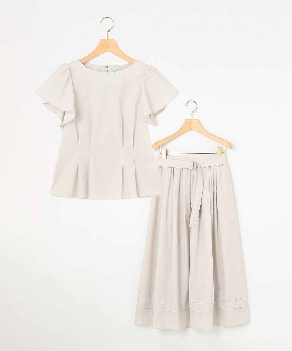【組曲/KUMIKYOKU】の【WEB限定】コットンポリエステルタイプライター セットアップ 人気、トレンドファッション・服の通販 founy(ファニー) 　ファッション　Fashion　レディースファッション　WOMEN　ワンピース　Dress　春　Spring　ギャザー　Gather　セットアップ　Set Up　デニム　Denim　フィット　Fit　フリル　Frills　フレア　Flare　S/S・春夏　Ss・Spring/Summer　おすすめ　Recommend　夏　Summer　エレガント 上品　Elegant　 other-1|ID: prp329100004455472 ipo3291000000031174928