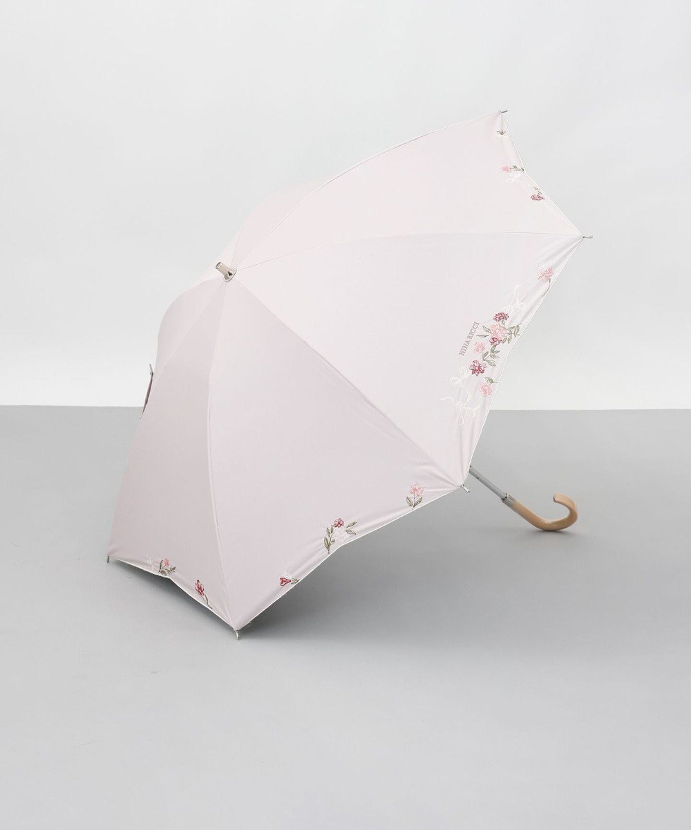 【アウロラ/AURORA】のNINA RICCI(ニナリッチ)花柄刺繍晴雨兼用パラソル(長傘) インテリア・キッズ・メンズ・レディースファッション・服の通販 founy(ファニー) 　ファッション　Fashion　レディースファッション　Fashion for Women　レイングッズ・傘・晴雨兼用傘　Umbrellas & Rain Gear　コンパクト　Compact, Small Size　傘　Umbrella, Parasol　サマー　Summer, Summer Style　ショート　Short, Short Length　フラワー　Flower, Floral　日傘　Parasol, UV Umbrella　ランダム　Random, Irregular　リボン　Ribbon, Bow　ロマンティック　Romantic, Feminine Style　再入荷　Restock / Back in Stock　ギフト プレゼント　Gift / Present　ピンク|ID: prp329100004455899 ipo3291000000032551084