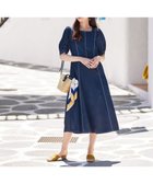 【ティアクラッセ/Tiaclasse】の【洗える】パフスリーブ配色ステッチワンピース ネイビー|ID: prp329100004456534 ipo3291000000031890730