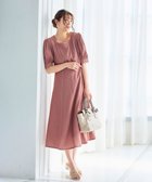 【ティアクラッセ/Tiaclasse】の【洗える】パフスリーブ配色ステッチワンピース ピンク|ID: prp329100004456534 ipo3291000000031890732