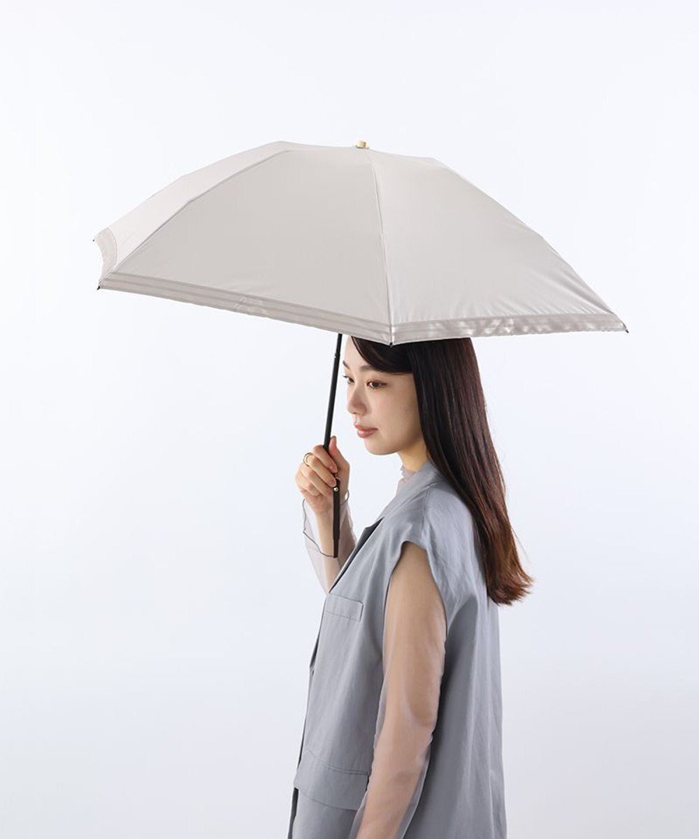 【アウロラ/AURORA】のBeaurance (ビューランス) サテンジャガードテープ晴雨兼用傘(折り畳み・ミニ傘) インテリア・キッズ・メンズ・レディースファッション・服の通販 founy(ファニー) ファッション Fashion レディースファッション Fashion for Women レイングッズ・傘・晴雨兼用傘 Umbrellas & Rain Gear サマー Summer, Summer Style ストライプ Stripe, Striped Pattern エレガント 上品 Elegant 傘 Umbrella, Parasol 日傘 Parasol, UV Umbrella 無地 Plain, Solid Color 軽量 Lightweight, Ultra Light ライトベージュ|ID: prp329100004457725 ipo3291000000034253149