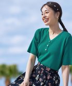 【ティアクラッセ/Tiaclasse】の【洗える】ボタンニットトップス ターコイズ|ID: prp329100004457766 ipo3291000000031772699