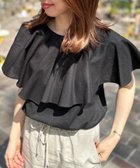 【アンフィーロ 自由区/UNFILO】の【洗える】リネンレーヨン ラッフルカラーブラウス ブラック|ID: prp329100004457770 ipo3291000000032075898
