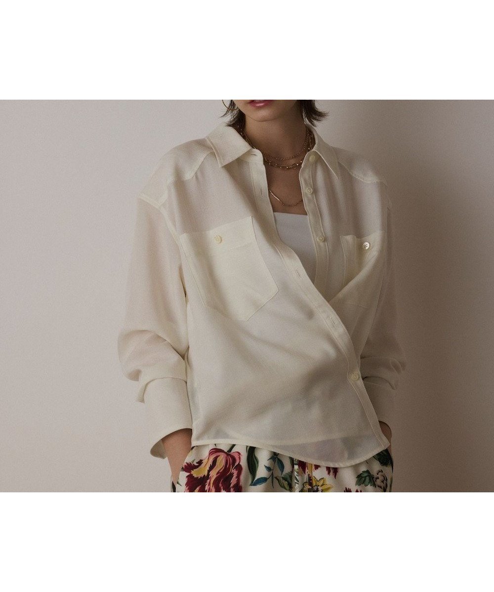 【グレース コンチネンタル/GRACE CONTINENTAL】のシアー2wayウエスタンシャツ 人気、トレンドファッション・服の通販 founy(ファニー) 　ファッション　Fashion　レディースファッション　Fashion for Women　トップス・カットソー　Cut & Sew Tops　シャツ・ブラウス・オフィスカジュアル　Elegant Blouses & Button-Ups　ウエスタン　Western Style　カシュクール　Wrap Design　シアー　Sheer, See-Through　リネン　Linen, Linen Fabric　ロング　Long, Long-Length　再入荷　Restock / Back in Stock　夏　Summer　春　Spring　S/S・春夏　SS, Spring/Summer, Warm Season　 other-1|ID: prp329100004457804 ipo3291000000032708276