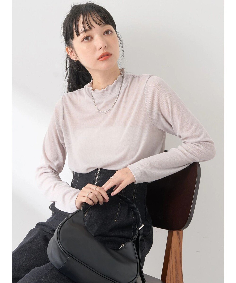 【アースミュージックアンドエコロジー/earth music&ecology】のシアーリブプルオーバー インテリア・キッズ・メンズ・レディースファッション・服の通販 founy(ファニー) 　ファッション　Fashion　レディースファッション　Fashion for Women　トップス・カットソー　Cut & Sew Tops　シャツ・ブラウス・オフィスカジュアル　Elegant Blouses & Button-Ups　ロングTシャツ・Tシャツ　Longline T-Shirts & Tees　カジュアルプルオーバー・ニットトップス　Pullovers & Knit Tops / Casual Pullovers　カットソー・ベーシックTシャツ　Cut-and-Sewn Tops / Stretch Tees & Basics　カットソー　Cut and Sewn Top　シアー　Sheer, See-Through　トレンド　Trend, Trending Now　ハイネック　High Neck, Mock Neck　フリル　Frill, Ruffle　ベーシック　Basic, Essential　ボトム　Bottoms, Lower Wear　ポケット　Pocket, Pocket Detail　再入荷　Restock / Back in Stock　A/W・秋冬　Autumn/Winter　Light Gray|ID: prp329100004464869 ipo3291000000032468413