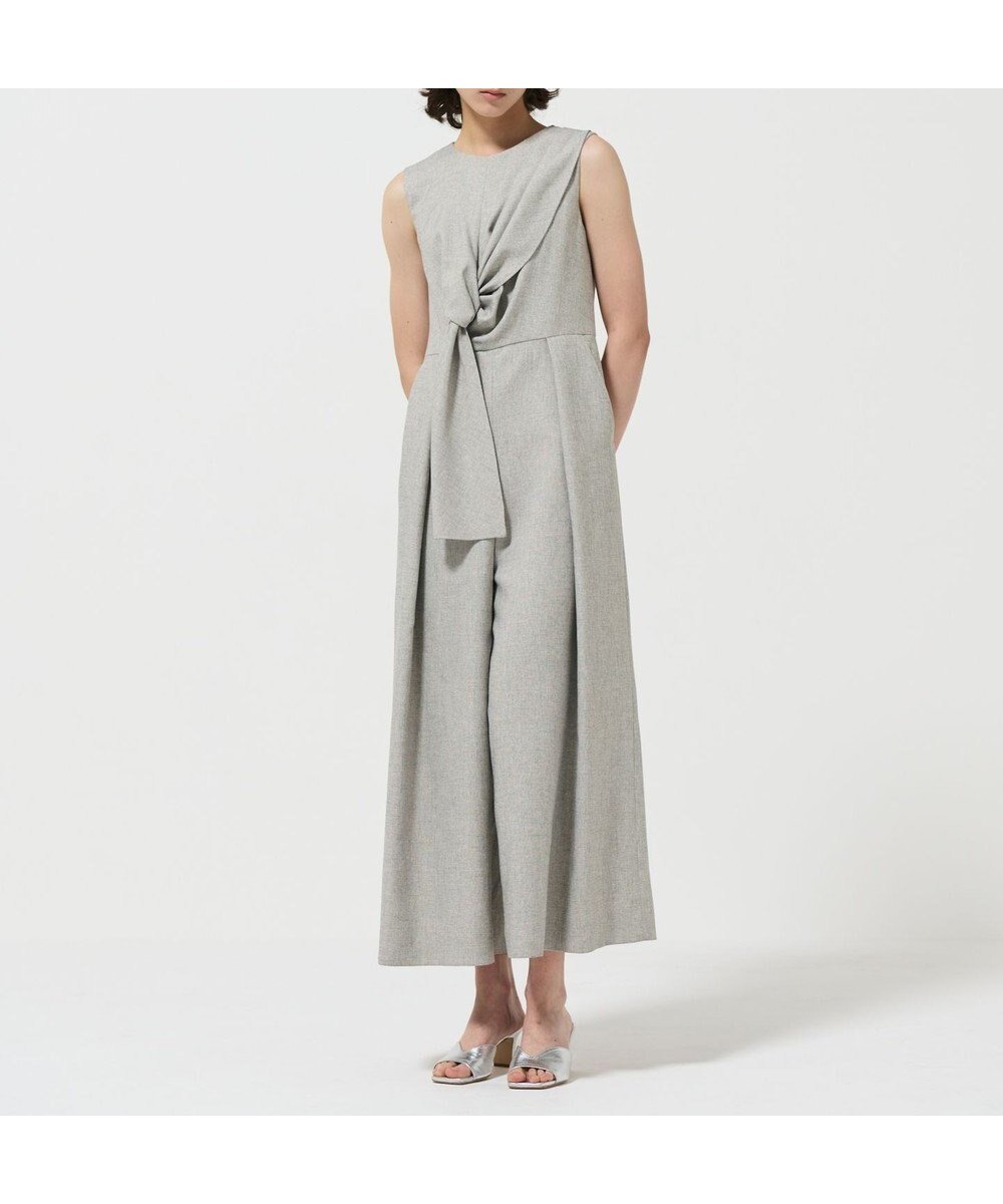 【グレース コンチネンタル/GRACE CONTINENTAL】のリボンサロペット インテリア・キッズ・メンズ・レディースファッション・服の通販 founy(ファニー) 　ファッション　Fashion　レディースファッション　WOMEN　ワンピース　Dress　オールインワン ワンピース　All In One Dress　サロペット　Salopette　おすすめ　Recommend　サロペット　Overalls　フロント　Front　リボン　Ribbon　リラックス　Relax　エレガント 上品　Elegant　夏　Summer　グレー|ID: prp329100004464873 ipo3291000000031966832