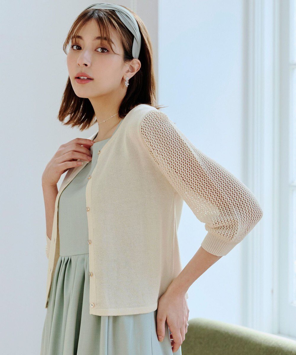 【ティアクラッセ/Tiaclasse】の【洗える】メッシュ編みスリーブカーディガン インテリア・キッズ・メンズ・レディースファッション・服の通販 founy(ファニー) ファッション Fashion レディースファッション Fashion for Women トップス・カットソー Cut & Sew Tops カーディガン・羽織り Layered Style Cardigans おすすめ Recommended / Our Picks カーディガン Cardigan, Knitwear スリーブ Sleeve, Long Sleeve / Short Sleeve チュニック Tunic, Long Top ポケット Pocket, Pocket Detail メッシュ Mesh, Net Fabric 夏 Summer 春 Spring S/S・春夏 SS, Spring/Summer, Warm Season 洗える Machine Washable アイボリー|ID: prp329100004464955 ipo3291000000034629114