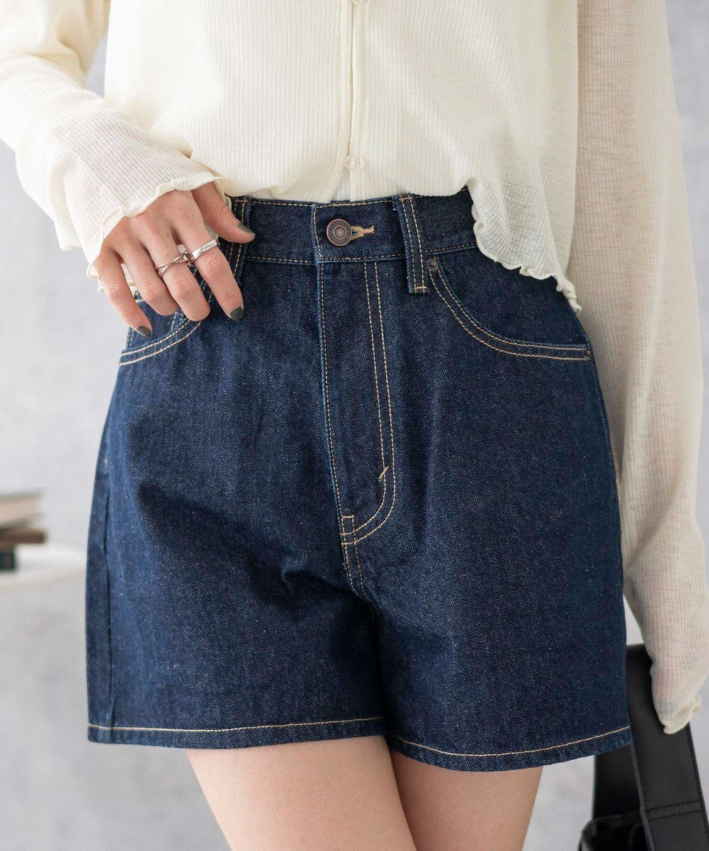 【ウィゴー/WEGO】の台形デニムショートパンツ インテリア・キッズ・メンズ・レディースファッション・服の通販 founy(ファニー) 　ファッション　Fashion　レディースファッション　WOMEN　パンツ　Pants　デニムパンツ　Denim Pants　ハーフ / ショートパンツ　Short Pants　春　Spring　クロップド　Cropped　サンダル　Sandals　ショーツ　Shorts　ショート　Short　シンプル　Simple　スマホ　Smartphone　デニム　Denim　トレンド　Trend　台形　Trapezoid　ボトム　Bottom　無地　Plain Color　A/W・秋冬　Aw・Autumn/Winter・Fw・Fall-Winter　S/S・春夏　Ss・Spring/Summer　夏　Summer　デニム濃色|ID: prp329100004465090 ipo3291000000031942454