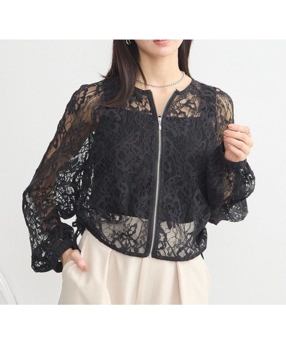 【アースミュージックアンドエコロジー/earth music&ecology】のレースZIPシャツ インテリア・キッズ・メンズ・レディースファッション・服の通販 founy(ファニー) 　ファッション　Fashion　レディースファッション　Fashion for Women　トップス・カットソー　Cut & Sew Tops　シャツ・ブラウス・オフィスカジュアル　Elegant Blouses & Button-Ups　フェミニン　Feminine, Girly　ブルゾン　Blouson, Bomber Jacket　ポケット　Pocket, Pocket Detail　リボン　Ribbon, Bow　レース　Lace, Lace Fabric　夏　Summer　春　Spring　S/S・春夏　SS, Spring/Summer, Warm Season　Black|ID: prp329100004465193 ipo3291000000032680729