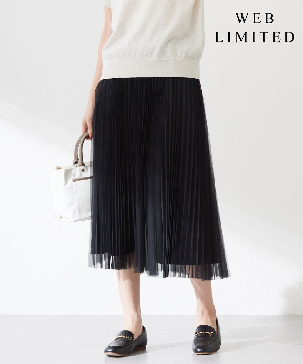 【ジェイ プレス/J.PRESS】の【WEB限定カラーあり・洗える】ハイゲージチュール プリーツ スカート インテリア・キッズ・メンズ・レディースファッション・服の通販 founy(ファニー) 　ファッション　Fashion　レディースファッション　Fashion for Women　スカート　Skirts　プリーツスカート / 上品フェミニンスタイル　Pleated Skirts　フェミニン　Feminine, Girly　プリーツ　Pleats, Pleated　メッシュ　Mesh, Net Fabric　夏　Summer　春　Spring　S/S・春夏　SS, Spring/Summer, Warm Season　洗える　Machine Washable　ブラック系|ID: prp329100004465806 ipo3291000000035633909