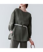 【23区/NIJYUSANKU】の【洗える】LIBECO ベルト付き ブラウス カーキ|ID: prp329100004465852 ipo3291000000031969932