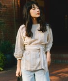 【23区/NIJYUSANKU】の【洗える】LIBECO ベルト付き ブラウス ベージュ×ホワイトストライプ|ID: prp329100004465852 ipo3291000000031969934