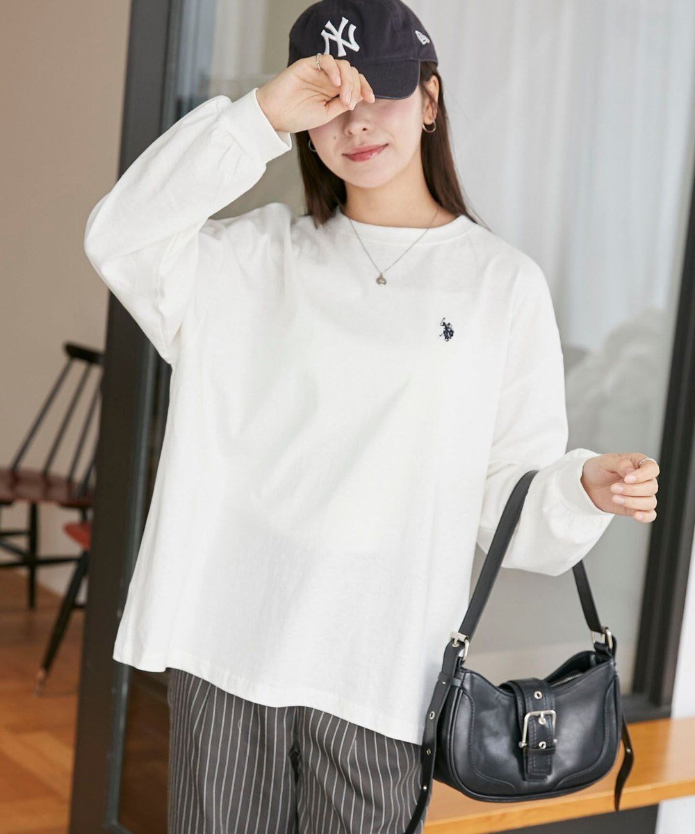 【ウィゴー/WEGO】のUSPOLOだぼそでカラーロンT インテリア・キッズ・メンズ・レディースファッション・服の通販 founy(ファニー) 　ファッション　Fashion　レディースファッション　Fashion for Women　トップス・カットソー　Cut & Sew Tops　シャツ・ブラウス・オフィスカジュアル　Elegant Blouses & Button-Ups　ロングTシャツ・Tシャツ　Longline T-Shirts & Tees　カットソー・ベーシックTシャツ　Cut-and-Sewn Tops / Stretch Tees & Basics　インナー　Innerwear　春　Spring　秋　Autumn　カットソー　Cut and Sewn Top　カーディガン　Cardigan, Knitwear　シンプル　Simple, Minimal　スリーブ　Sleeve, Long Sleeve / Short Sleeve　デニム　Denim, Jeans Material　長袖　Long Sleeve, Full Sleeve　ビスチェ　Bustier, Corset Top　ベスト　Vest, Waistcoat　ボトム　Bottoms, Lower Wear　ボーダー　Border, Stripe　別注　Limited Edition, Custom Order　半袖　Short Sleeve, Half Sleeve　モチーフ　Motif, Design Theme　無地　Plain, Solid Color　ワイド　Wide, Wide Fit　ワンポイント　One Point, Statement Accent　冬　Winter / This Winter　S/S・春夏　SS, Spring/Summer, Warm Season　おすすめ　Recommended / Our Picks　夏　Summer　ホワイト|ID: prp329100004466005 ipo3291000000032563731