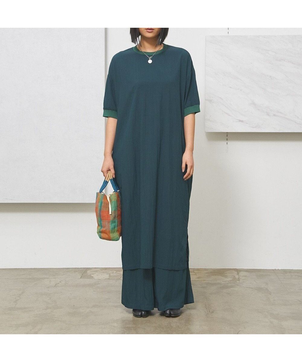 【ジェイプレスヨークストリート/J.PRESS YORK STREET】の【WOMEN】ワッシャーニットコンビ ワンピース インテリア・キッズ・メンズ・レディースファッション・服の通販 founy(ファニー) 　ファッション　Fashion　レディースファッション　Fashion for Women　ワンピース　Dresses　春　Spring　サンダル　Sandals, Summer Shoes　シンプル　Simple, Minimal　タンブラー　Tumbler, Travel Mug　デニム　Denim, Jeans Material　フォルム　Silhouette, Form　S/S・春夏　SS, Spring/Summer, Warm Season　おすすめ　Recommended / Our Picks　夏　Summer　ダークグリーン系|ID: prp329100004466504 ipo3291000000032788754