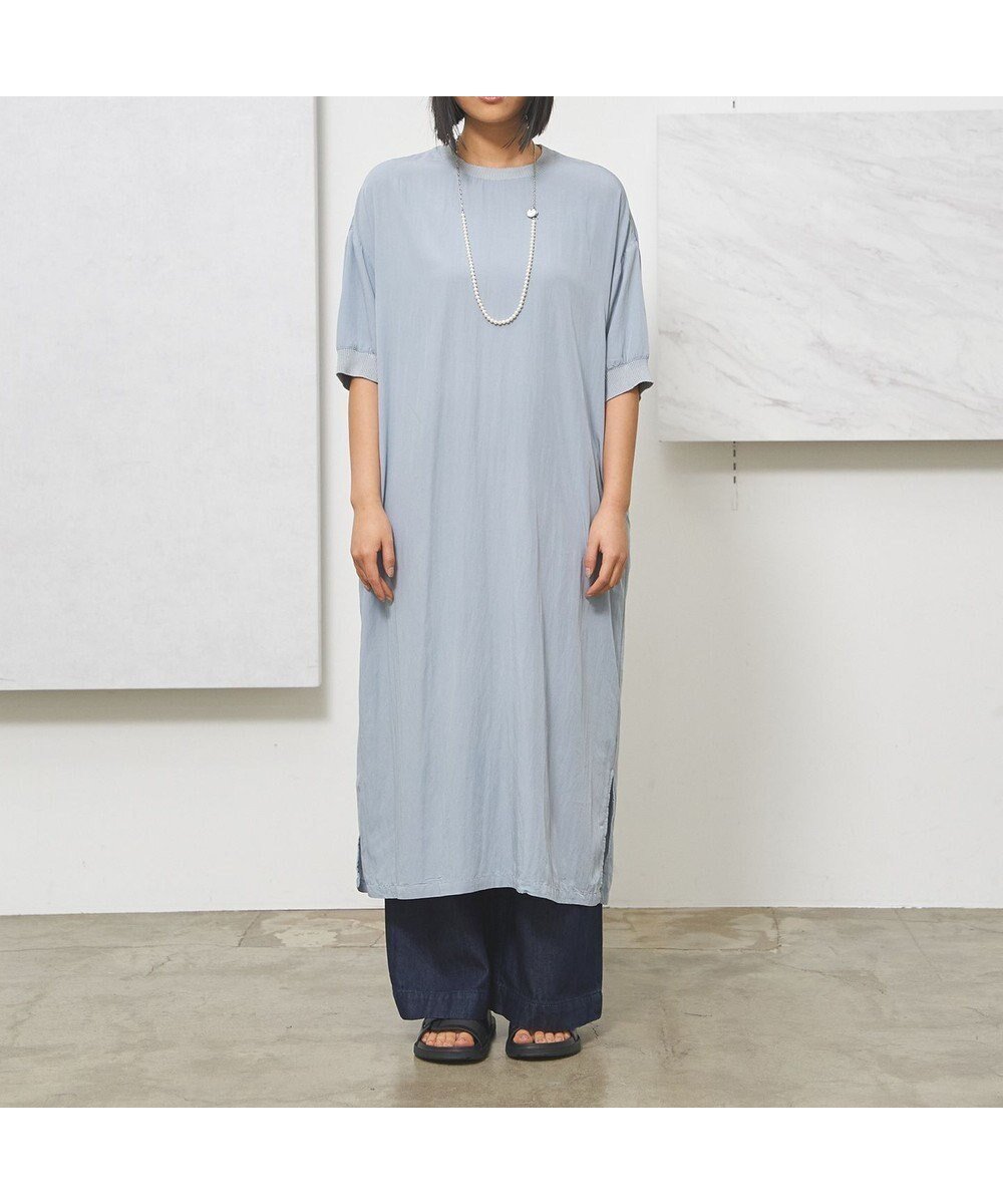 【ジェイプレスヨークストリート/J.PRESS YORK STREET】の【WOMEN】ワッシャーニットコンビ ワンピース インテリア・キッズ・メンズ・レディースファッション・服の通販 founy(ファニー) 　ファッション　Fashion　レディースファッション　Fashion for Women　ワンピース　Dresses　春　Spring　サンダル　Sandals, Summer Shoes　シンプル　Simple, Minimal　タンブラー　Tumbler, Travel Mug　デニム　Denim, Jeans Material　フォルム　Silhouette, Form　S/S・春夏　SS, Spring/Summer, Warm Season　おすすめ　Recommended / Our Picks　夏　Summer　ダルブルー系|ID: prp329100004466504 ipo3291000000032788757