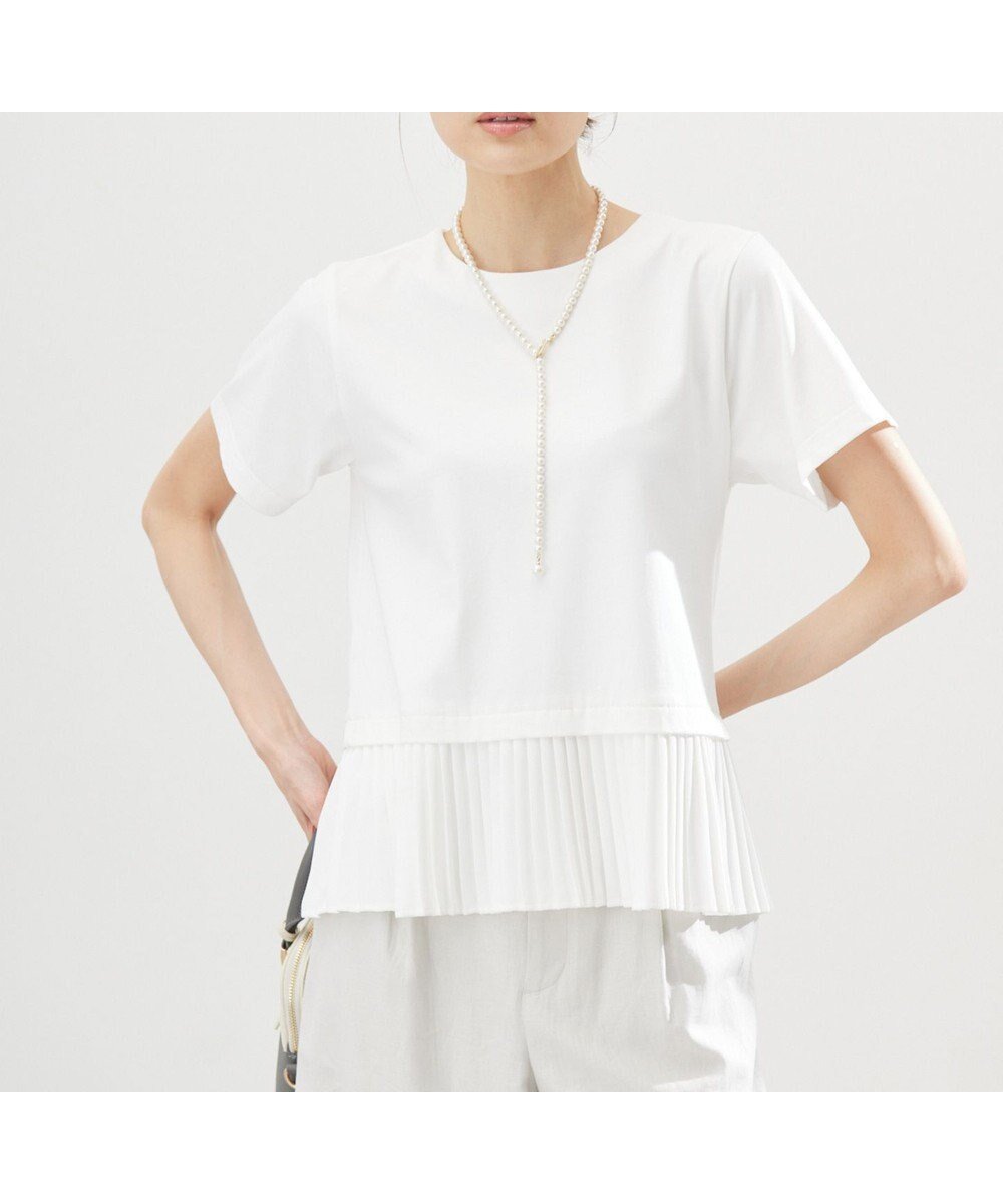 【組曲/KUMIKYOKU】のクールプレーティング天竺プリーツ カットソー 人気、トレンドファッション・服の通販 founy(ファニー) 　ファッション　Fashion　レディースファッション　WOMEN　トップス・カットソー　Tops/Tshirt　シャツ/ブラウス　Shirts/Blouses　ロング / Tシャツ　T-Shirts　カットソー　Cut and Sewn　春　Spring　カットソー　Cut And Sew　シンプル　Simple　ジャージー　Jersey　ドッキング　Docking　パール　Pearl　フェミニン　Feminine　プリーツ　Pleats　S/S・春夏　Ss・Spring/Summer　夏　Summer　 other-1|ID: prp329100004466565 ipo3291000000032351016