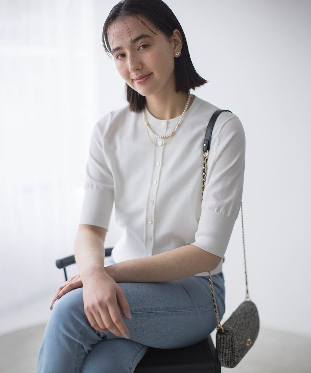 【組曲/KUMIKYOKU】のドライタッチ 5分袖カーディガン 人気、トレンドファッション・服の通販 founy(ファニー) 　ファッション　Fashion　レディースファッション　Fashion for Women　トップス・カットソー　Cut & Sew Tops　カーディガン・羽織り　Layered Style Cardigans　春　Spring　カーディガン　Cardigan, Knitwear　ギャザー　Gathered, Ruffled　コンパクト　Compact, Small Size　ストレッチ　Stretch, Stretchy Fabric　S/S・春夏　SS, Spring/Summer, Warm Season　夏　Summer　エレガント 上品　Elegant　 other-1|ID: prp329100004466570 ipo3291000000031708517