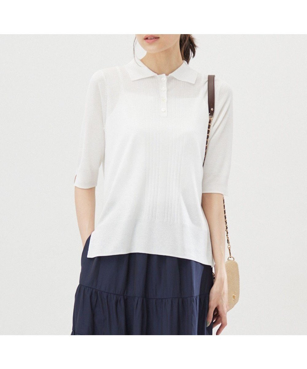 【組曲/KUMIKYOKU】のシア-ニットポロ 人気、トレンドファッション・服の通販 founy(ファニー) 　ファッション　Fashion　レディースファッション　Fashion for Women　トップス・カットソー　Cut & Sew Tops　ニット　Knit Tops & Sweaters　春　Spring　シアー　Sheer, See-Through　シンプル　Simple, Minimal　スリット　Slit, Slit Detail　セーター　Sweater, Knitwear　トレンド　Trend, Trending Now　S/S・春夏　SS, Spring/Summer, Warm Season　夏　Summer　 other-1|ID: prp329100004466578 ipo3291000000032662773