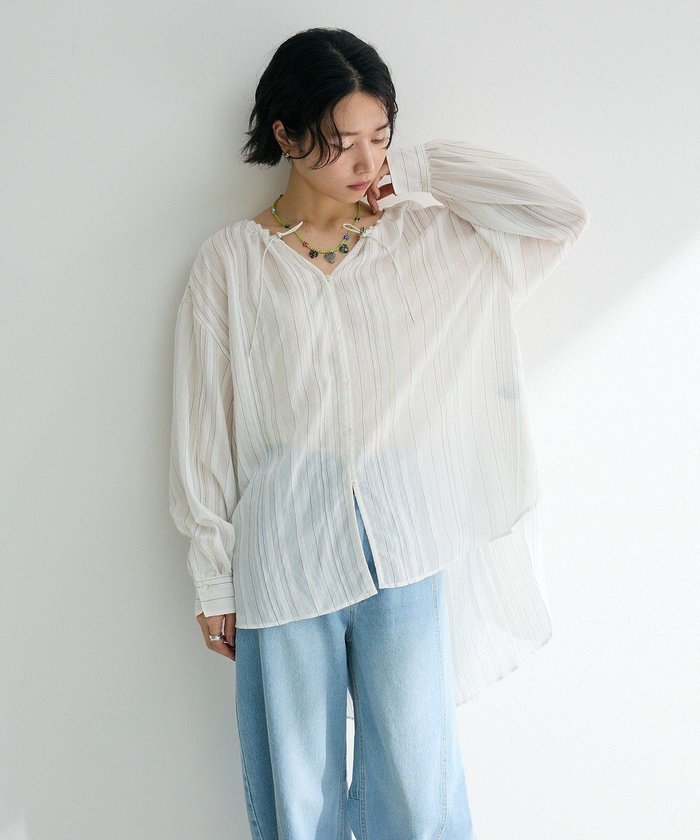 【グリーンパークス/Green Parks】のドロストネックシアーストライプチュニック インテリア・キッズ・メンズ・レディースファッション・服の通販 founy(ファニー) https://founy.com/ ファッション Fashion レディースファッション Fashion for Women ワンピース Dresses チュニック Tunic Tops & Dresses おすすめ Recommended / Our Picks チュニック Tunic, Long Top ヘムライン Hemline, Bottom Cut ポケット Pocket, Pocket Detail 夏 Summer 春 Spring S/S・春夏 SS, Spring/Summer, Warm Season 羽織 Haori, Light Jacket |ID: prp329100004466795 ipo3291000000031347578