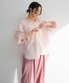 【グリーンパークス/Green Parks】のドロストネックシアーストライプチュニック Pink|ID: prp329100004466795 ipo3291000000031347585
