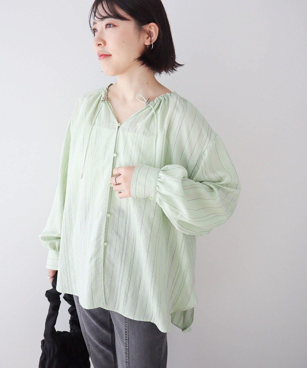 【グリーンパークス/Green Parks】のドロストネックシアーストライプチュニック インテリア・キッズ・メンズ・レディースファッション・服の通販 founy(ファニー) 　ファッション　Fashion　レディースファッション　Fashion for Women　ワンピース　Dresses　チュニック　Tunic Tops & Dresses　おすすめ　Recommended / Our Picks　チュニック　Tunic, Long Top　ヘムライン　Hemline, Bottom Cut　ポケット　Pocket, Pocket Detail　夏　Summer　春　Spring　S/S・春夏　SS, Spring/Summer, Warm Season　羽織　Haori, Light Jacket　Mint|ID: prp329100004466795 ipo3291000000031347592