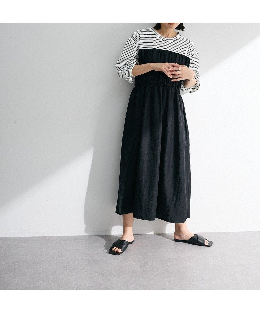 【グリーンパークス/Green Parks】のシャーリングドッキングワンピース インテリア・キッズ・メンズ・レディースファッション・服の通販 founy(ファニー) 　ファッション　Fashion　レディースファッション　Fashion for Women　ワンピース　Dresses　カットソー　Cut and Sewn Top　シャーリング　Shirring, Ruched　ドッキング　Docking, Mixed Material　フィット　Fit, Slim Fit　ポケット　Pocket, Pocket Detail　エレガント 上品　Elegant　夏　Summer　春　Spring　S/S・春夏　SS, Spring/Summer, Warm Season　Black|ID: prp329100004466800 ipo3291000000032507421