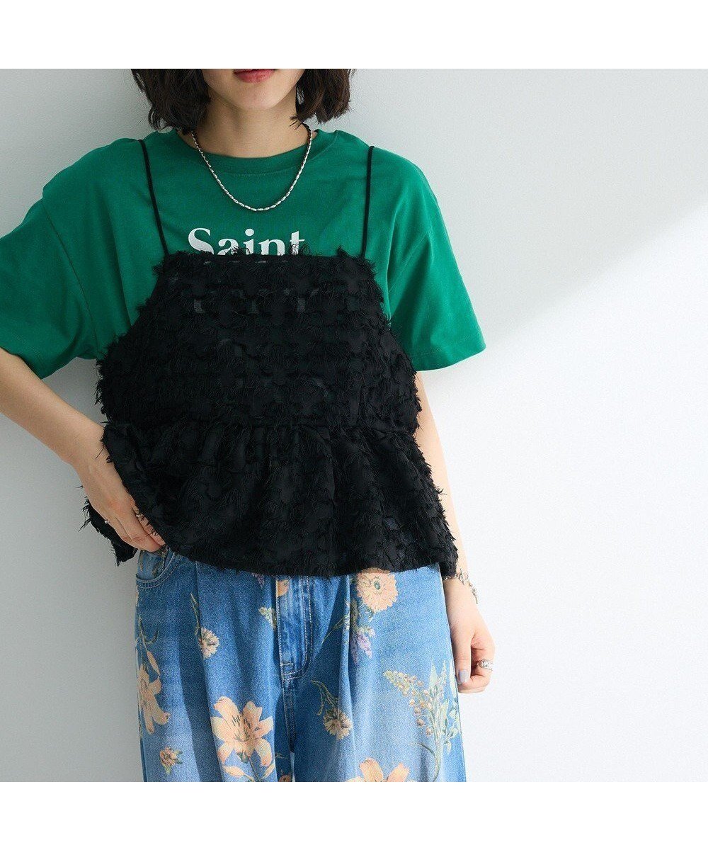 【グリーンパークス/Green Parks】のシャギーキャミビスチェ インテリア・キッズ・メンズ・レディースファッション・服の通販 founy(ファニー) 　ファッション　Fashion　レディースファッション　Ladies' Fashion Online　アウター　Coat Outerwear　トップス・カットソー　Tops/Tshirt　キャミソール / ノースリーブ　No Sleeves　ベスト/ジレ　Gilets/Vests　ビスチェ　Bustier　おすすめ　Recommend　シンプル　Simple　ジャカード　Jacquard　トレンド　Trend　フェミニン　Feminine　フレア　Flare　ベスト　Vest　ペプラム　Peplum　ポケット　Pocket　メッシュ　Mesh　モチーフ　Motif　ラップ　Wrap　夏　Summer　春　Spring　S/S・春夏　Ss・Spring/Summer　Black|ID: prp329100004466844 ipo3291000000032507444