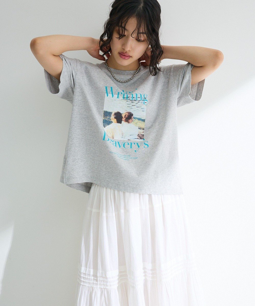 【グリーンパークス/Green Parks】のフォトプリントボックスTシャツ インテリア・キッズ・メンズ・レディースファッション・服の通販 founy(ファニー) 　ファッション　Fashion　レディースファッション　Fashion for Women　トップス・カットソー　Cut & Sew Tops　シャツ・ブラウス・オフィスカジュアル　Elegant Blouses & Button-Ups　ロングTシャツ・Tシャツ　Longline T-Shirts & Tees　カットソー・ベーシックTシャツ　Cut-and-Sewn Tops / Stretch Tees & Basics　おすすめ　Recommended / Our Picks　カットソー　Cut and Sewn Top　グラフィック　Graphic, Graphic Design　スリット　Slit, Slit Detail　プリント　Print, Printed Pattern　ヘムライン　Hemline, Bottom Cut　ボトム　Bottoms, Lower Wear　ポケット　Pocket, Pocket Detail　夏　Summer　春　Spring　S/S・春夏　SS, Spring/Summer, Warm Season　Gray Mixture|ID: prp329100004466891 ipo3291000000032446573