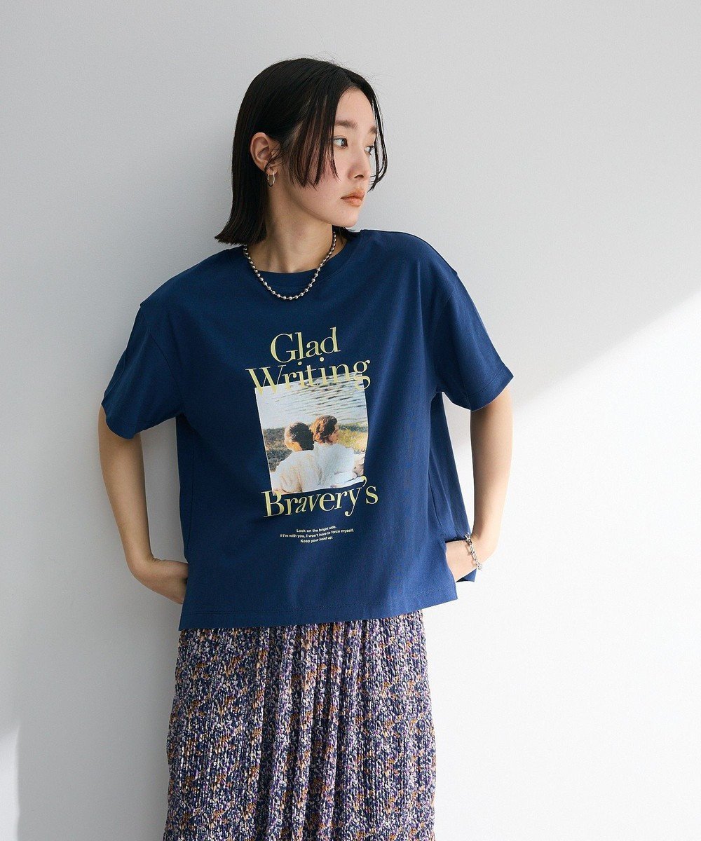 【グリーンパークス/Green Parks】のフォトプリントボックスTシャツ インテリア・キッズ・メンズ・レディースファッション・服の通販 founy(ファニー) 　ファッション　Fashion　レディースファッション　Fashion for Women　トップス・カットソー　Cut & Sew Tops　シャツ・ブラウス・オフィスカジュアル　Elegant Blouses & Button-Ups　ロングTシャツ・Tシャツ　Longline T-Shirts & Tees　カットソー・ベーシックTシャツ　Cut-and-Sewn Tops / Stretch Tees & Basics　おすすめ　Recommended / Our Picks　カットソー　Cut and Sewn Top　グラフィック　Graphic, Graphic Design　スリット　Slit, Slit Detail　プリント　Print, Printed Pattern　ヘムライン　Hemline, Bottom Cut　ボトム　Bottoms, Lower Wear　ポケット　Pocket, Pocket Detail　夏　Summer　春　Spring　S/S・春夏　SS, Spring/Summer, Warm Season　Navy|ID: prp329100004466891 ipo3291000000032446574