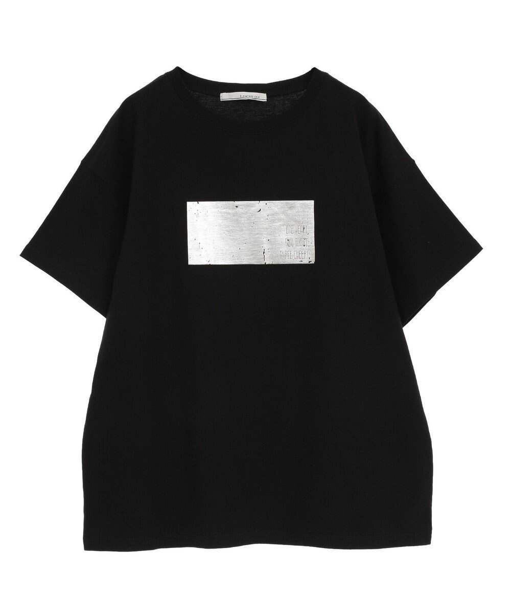 【グリーンパークス/Green Parks】の・ELENCARE DUE 箔プリントTEE インテリア・キッズ・メンズ・レディースファッション・服の通販 founy(ファニー) 　ファッション　Fashion　レディースファッション　Ladies' Fashion Online　トップス・カットソー　Tops/Tshirt　シャツ/ブラウス　Shirts/Blouses　ロング / Tシャツ　T-Shirts　カットソー　Cut and Sewn　おすすめ　Recommend　カットソー　Cut And Sew　シンプル　Simple　スタイリッシュ　Stylish　フォルム　Form　プリント　Print　ベーシック　Basic　ポケット　Pocket　夏　Summer　春　Spring　S/S・春夏　Ss・Spring/Summer　Black|ID: prp329100004466902 ipo3291000000031348475