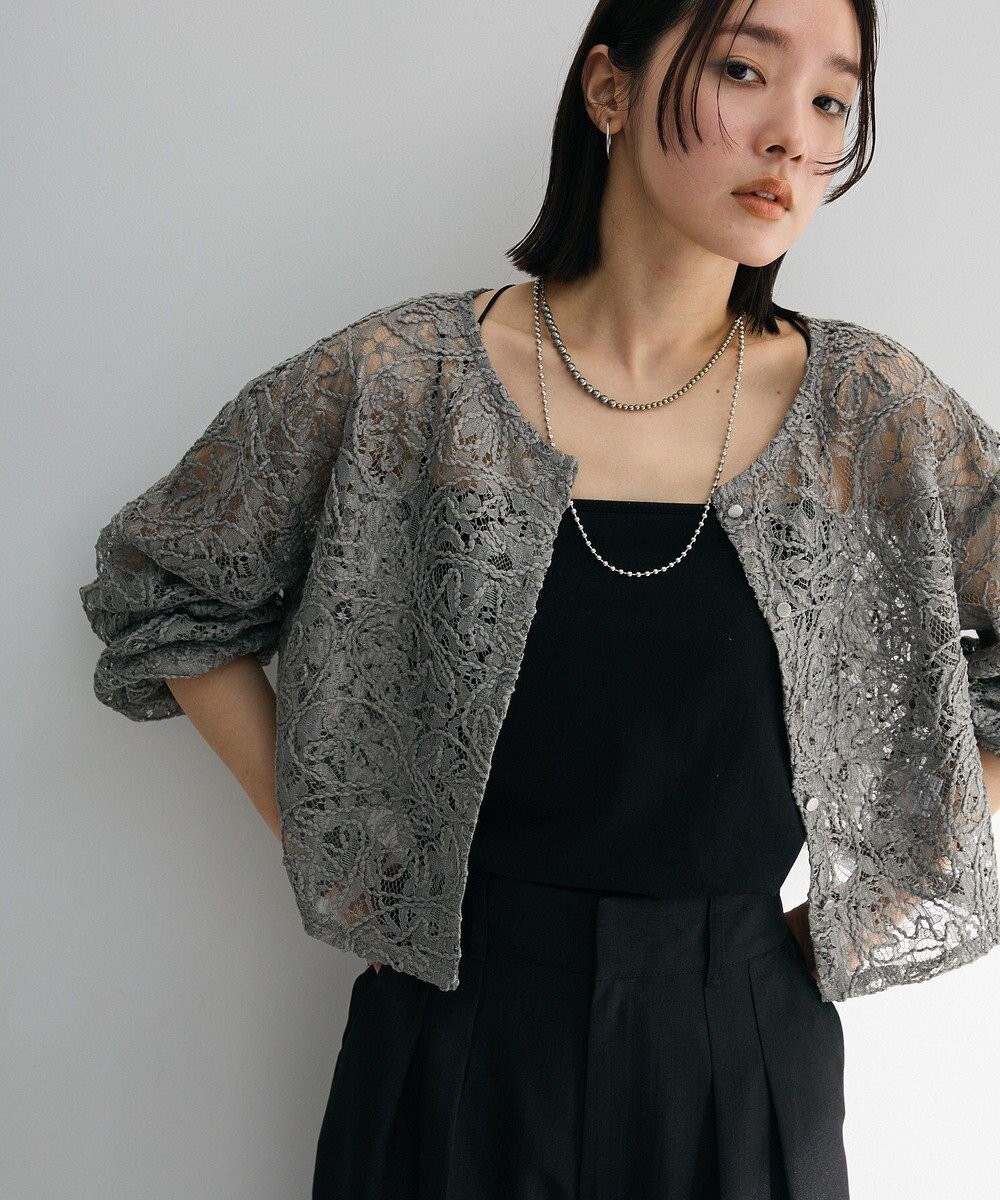 【グリーンパークス/Green Parks】の・ELENCARE DUE 2wayコードレースカーデ インテリア・キッズ・メンズ・レディースファッション・服の通販 founy(ファニー) 　ファッション　Fashion　レディースファッション　Fashion for Women　トップス・カットソー　Cut & Sew Tops　カーディガン・羽織り　Layered Style Cardigans　おすすめ　Recommended / Our Picks　カーディガン　Cardigan, Knitwear　クロップド　Cropped, Short Length　スリーブ　Sleeve, Long Sleeve / Short Sleeve　トレンド　Trend, Trending Now　ポケット　Pocket, Pocket Detail　レース　Lace, Lace Fabric　夏　Summer　春　Spring　S/S・春夏　SS, Spring/Summer, Warm Season　Charcoal Gray|ID: prp329100004466910 ipo3291000000032617518