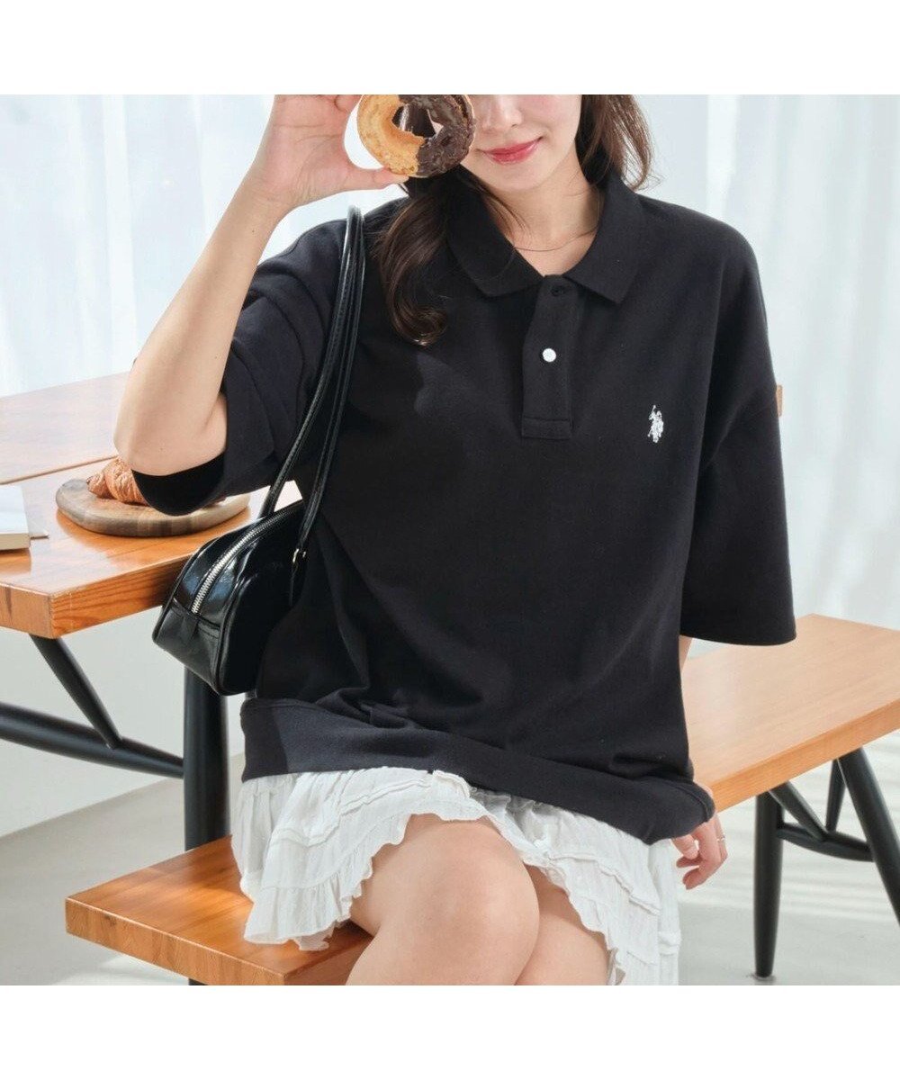 【ウィゴー/WEGO】の【ユニセックス着用ITEM/MLサイズ展開】別注USPOLO ヘビーウェイトポロT インテリア・キッズ・メンズ・レディースファッション・服の通販 founy(ファニー) 　ファッション　Fashion　レディースファッション　Fashion for Women　トップス・カットソー　Cut & Sew Tops　シャツ・ブラウス・オフィスカジュアル　Elegant Blouses & Button-Ups　ポロシャツ・きれいめカジュアル　Smart-Casual Polo Tops　アウトドア　Outdoor Clothing　春　Spring　秋　Autumn　カーゴパンツ　Cargo Pants, Utility Pants　ガーリー　Girly, Feminine Style　シンプル　Simple, Minimal　スポーツ　Sports, Activewear　スマホ　Smartphone, Mobile Device　スラックス　Slacks, Dress Pants　デニム　Denim, Jeans Material　トレンド　Trend, Trending Now　ポロシャツ　Polo Shirt, Collared Tee　別注　Limited Edition, Custom Order　無地　Plain, Solid Color　ルーズ　Loose, Oversized　ロング　Long, Long-Length　ワンポイント　One Point, Statement Accent　S/S・春夏　SS, Spring/Summer, Warm Season　おすすめ　Recommended / Our Picks　夏　Summer　ブラック|ID: prp329100004467065 ipo3291000000033590792