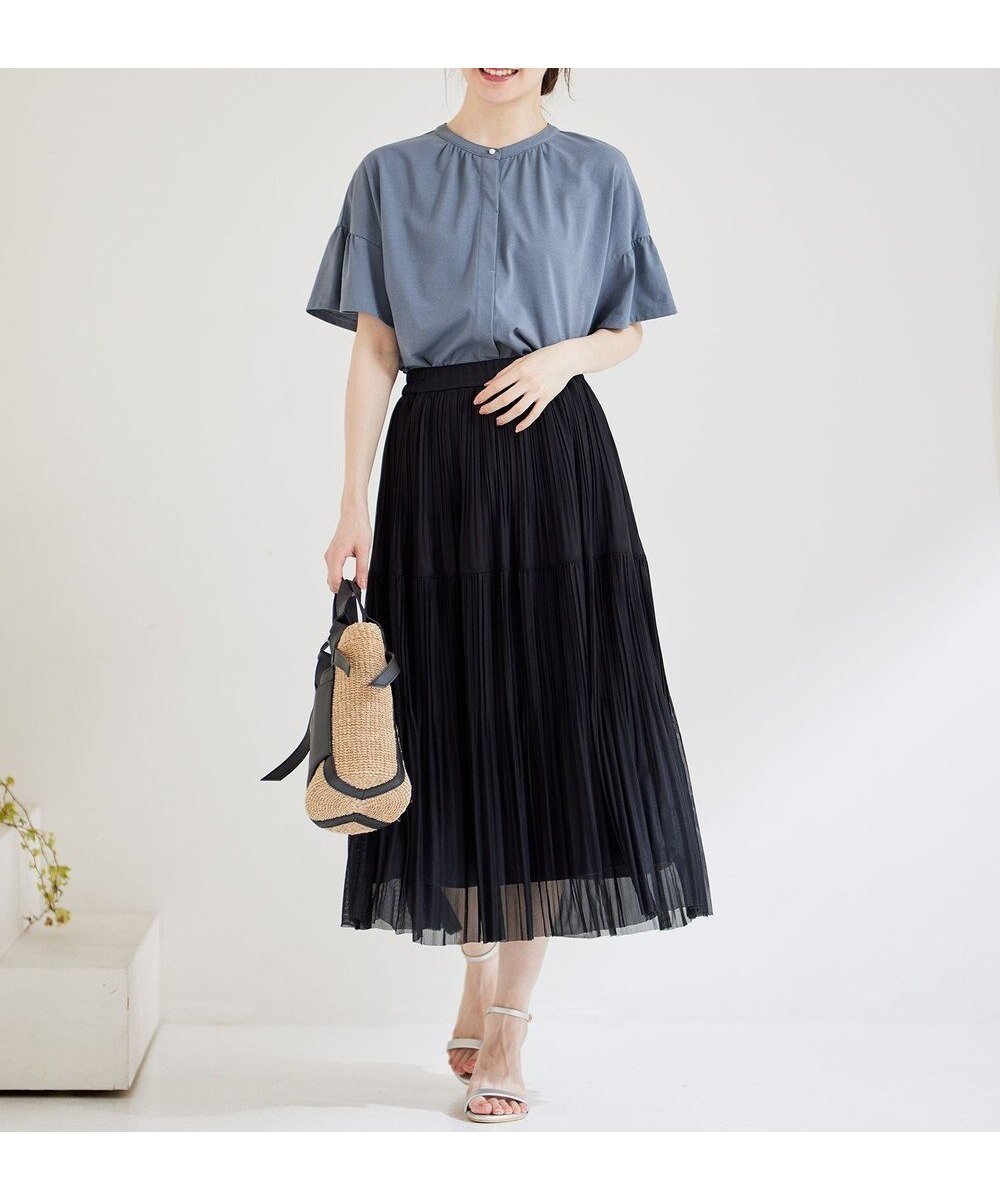 【エニィ スィス/any SiS】の【洗える】シアーストライププリーツ スカート インテリア・キッズ・メンズ・レディースファッション・服の通販 founy(ファニー) ファッション Fashion レディースファッション Fashion for Women スカート Skirts プリーツスカート / 上品フェミニンスタイル Pleated Skirts クリスタル Crystal, Swarovski シアー Sheer, See-Through シャドー Shadow, Subtle Pattern ストライプ Stripe, Striped Pattern チュール Tulip, Tulip Motif ティアードスカート Tiered Skirt, Flounced Skirt フラット Flat, Flat Shoes プリーツ Pleats, Pleated エレガント 上品 Elegant 夏 Summer 春 Spring S/S・春夏 SS, Spring/Summer, Warm Season 洗える Machine Washable ブラック系|ID: prp329100004467145 ipo3291000000034308988