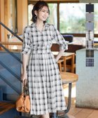 【ティアクラッセ/Tiaclasse】の【洗える】小顔効果も期待できるスキッパーシャツワンピース オフチェック|ID: prp329100004467155 ipo3291000000032042710