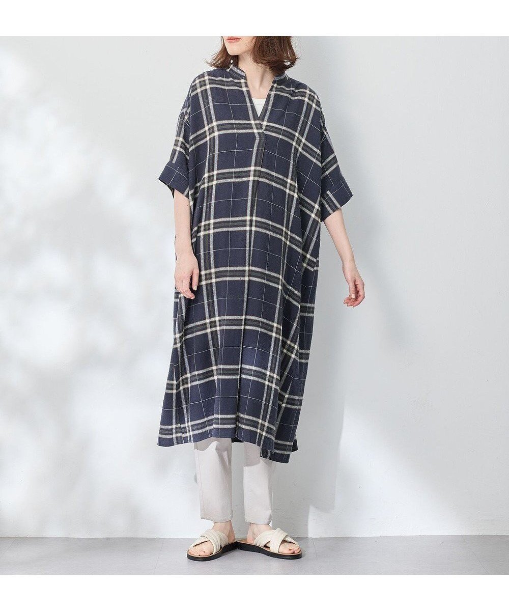 【エニィファム/any FAM】のフレンチリネンシャツワンピース インテリア・キッズ・メンズ・レディースファッション・服の通販 founy(ファニー) 　ファッション　Fashion　レディースファッション　Fashion for Women　ワンピース　Dresses　シャツワンピース / 1枚で着映えコーデ　Shirt Dresses　おすすめ　Recommended / Our Picks　スキッパー　Skipper, Open Collar　リネン　Linen, Linen Fabric　夏　Summer　春　Spring　S/S・春夏　SS, Spring/Summer, Warm Season　ネイビーチェック|ID: prp329100004467363 ipo3291000000032661307