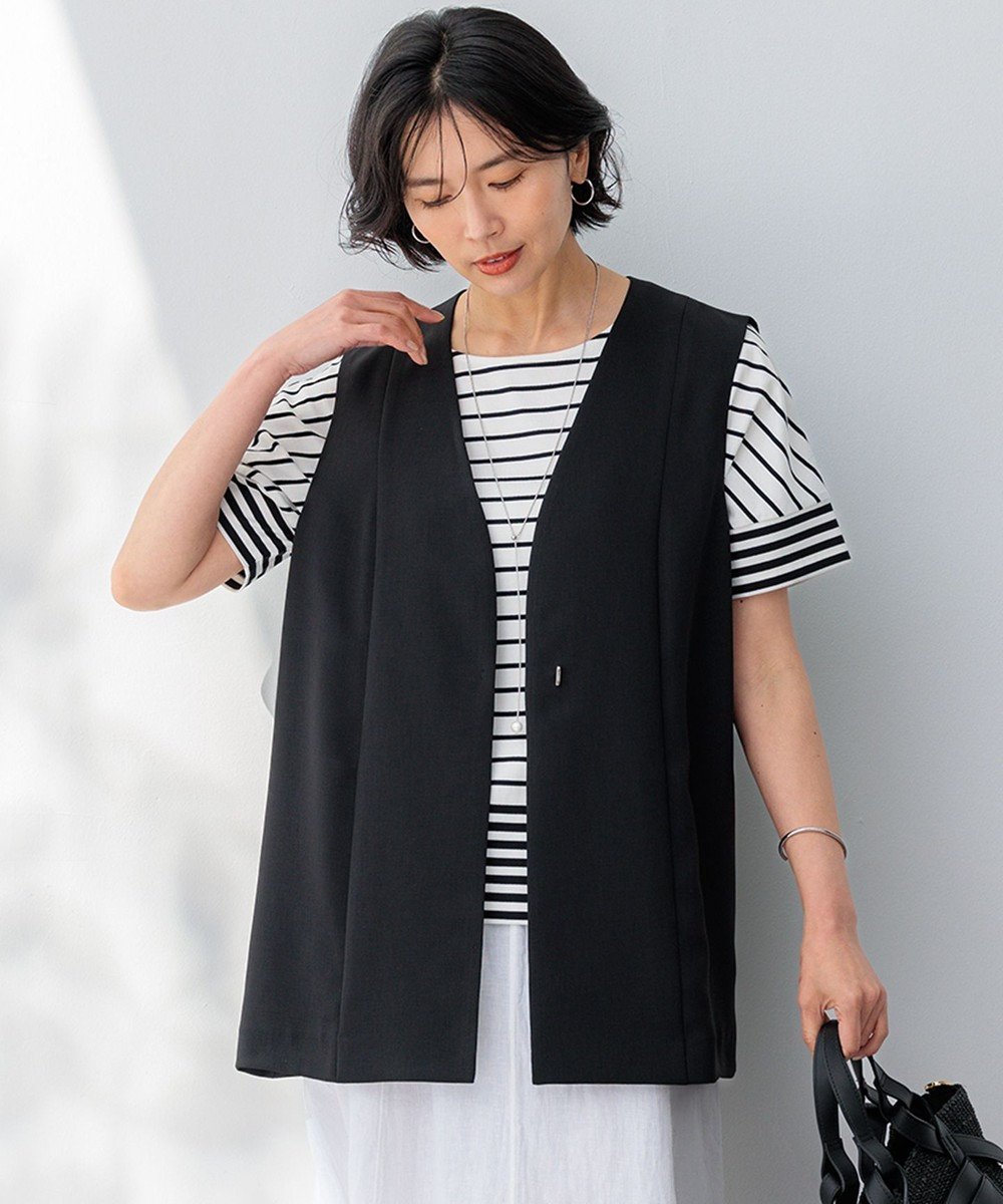 【23区/NIJYUSANKU】の【撥水加工/UVカット】キューティクルストレッチツイル ジレ インテリア・キッズ・メンズ・レディースファッション・服の通販 founy(ファニー) 　ファッション　Fashion　レディースファッション　Fashion for Women　アウター　Coat / Outerwear Collection　レディースジャケット・軽アウター　Jackets　春　Spring　洗える　Machine Washable　シェイプ　Shape, Slim Fit　ジャケット　Jacket, Outerwear　セットアップ　Set-Up, Coordinated Outfit　ボトム　Bottoms, Lower Wear　ワイド　Wide, Wide Fit　S/S・春夏　SS, Spring/Summer, Warm Season　おすすめ　Recommended / Our Picks　夏　Summer　2024年　2024　2024春夏・S/S　Spring/Summer 2024 SS24　エレガント 上品　Elegant　ブラック系|ID: prp329100004467456 ipo3291000000032697048