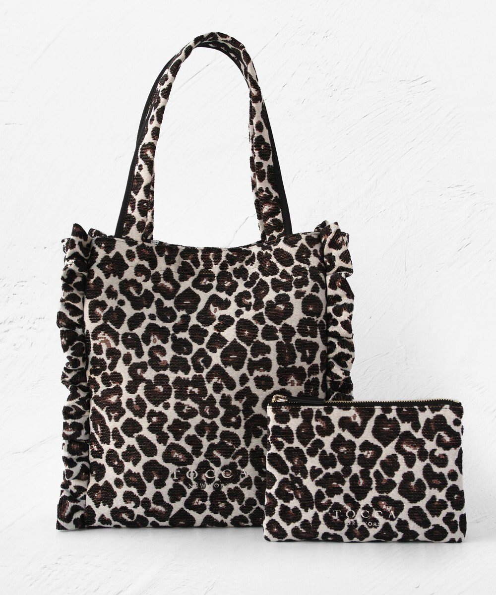 【トッカ/TOCCA】の【ヨンア×大人百花×TOCCAコラボカラー有り】PRECIOUS WAVES BAG WITH POUCH ポーチ付きトートバッグ インテリア・キッズ・メンズ・レディースファッション・服の通販 founy(ファニー) 　ファッション　Fashion　レディースファッション　WOMEN　バッグ　Bag　ポーチ　Pouches　エレガント 上品　Elegant　シンプル　Simple　スパンコール　Sequins　スペシャル　Special　財布　Wallet　雑誌　Magazine　デニム　Denim　トレンド　Trend　ドット　Dot　フェミニン　Feminine　フラット　Flat　フリル　Frills　ポケット　Pocket　ポーチ　Pouch　無地　Plain Color　リュクス　Luxe　レオパード　Leopard　A/W・秋冬　Aw・Autumn/Winter・Fw・Fall-Winter　冬　Winter　2024年　2024　ビジネス 仕事 通勤　Business　2024-2025秋冬・A/W　Aw/Autumn/Winter/Fw/Fall/2024-2025　[ヨンア×大人百花コラボ]レオパード柄|ID: prp329100004467573 ipo3291000000032168055
