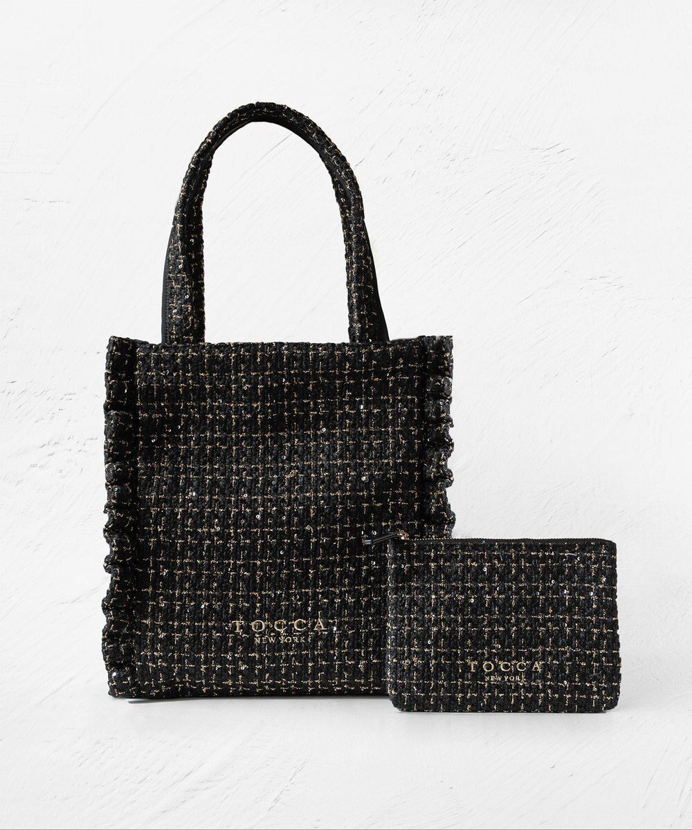 【トッカ/TOCCA】の【ヨンア×大人百花×TOCCAコラボカラー有り】PRECIOUS WAVES BAG WITH POUCH ポーチ付きトートバッグ インテリア・キッズ・メンズ・レディースファッション・服の通販 founy(ファニー) 　ファッション　Fashion　レディースファッション　WOMEN　バッグ　Bag　ポーチ　Pouches　エレガント 上品　Elegant　シンプル　Simple　スパンコール　Sequins　スペシャル　Special　財布　Wallet　雑誌　Magazine　デニム　Denim　トレンド　Trend　ドット　Dot　フェミニン　Feminine　フラット　Flat　フリル　Frills　ポケット　Pocket　ポーチ　Pouch　無地　Plain Color　リュクス　Luxe　レオパード　Leopard　A/W・秋冬　Aw・Autumn/Winter・Fw・Fall-Winter　冬　Winter　2024年　2024　ビジネス 仕事 通勤　Business　2024-2025秋冬・A/W　Aw/Autumn/Winter/Fw/Fall/2024-2025　ブラックツイード|ID: prp329100004467573 ipo3291000000032168058