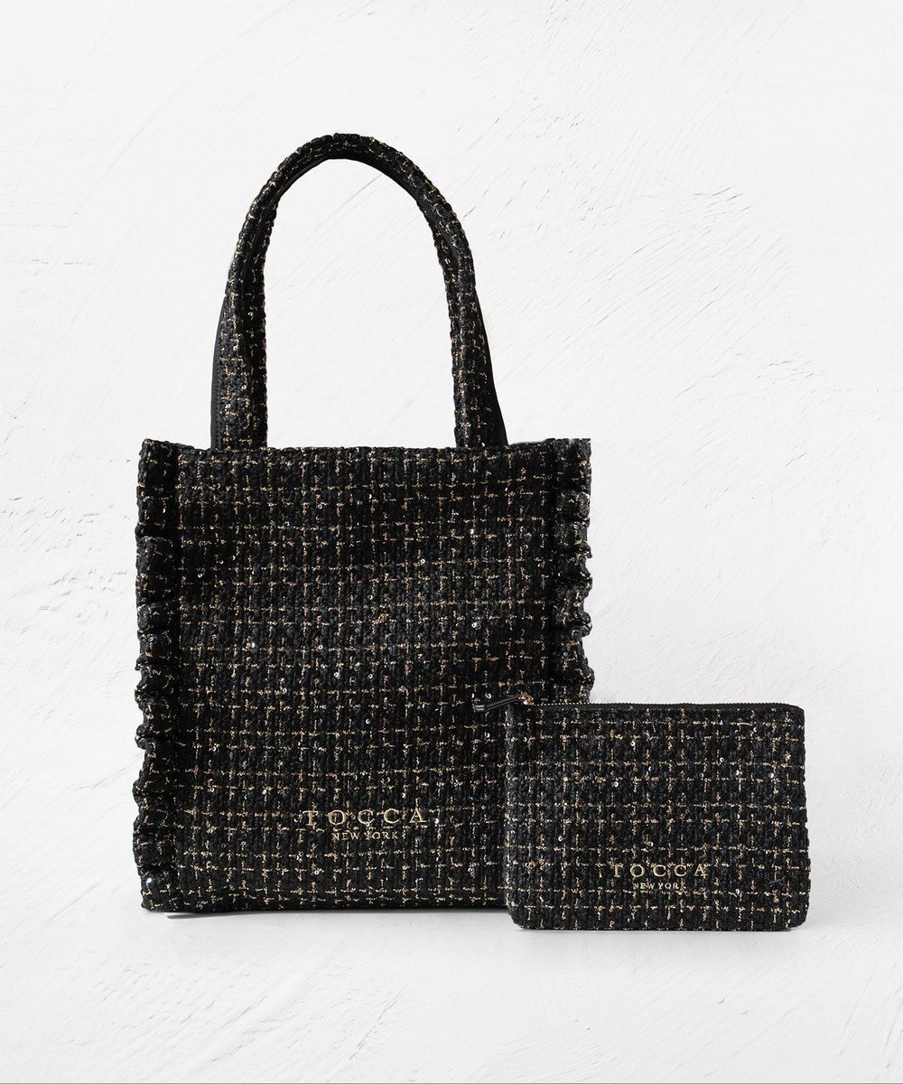 【トッカ/TOCCA】の【ヨンア×大人百花×TOCCAコラボカラー有り】PRECIOUS WAVES BAG WITH POUCH ポーチ付きトートバッグ インテリア・キッズ・メンズ・レディースファッション・服の通販 founy(ファニー) 　ファッション　Fashion　レディースファッション　Fashion for Women　バッグ　Bags　ポーチ&ミニバッグ　Pouches & Mini Bags　エレガント 上品　Elegant　シンプル　Simple, Minimal　スパンコール　Sequins, Sequin Embellishment　スペシャル　Special, Limited Edition　財布　Wallet, Purse　雑誌　Magazine, Fashion Magazine　デニム　Denim, Jeans Material　トレンド　Trend, Trending Now　ドット　Polka Dot, Dot Pattern　フェミニン　Feminine, Girly　フラット　Flat, Flat Shoes　フリル　Frill, Ruffle　ポケット　Pocket, Pocket Detail　ポーチ　Pouch, Small Case　無地　Plain, Solid Color　リュクス　Luxury, Elegant, High-End, Chic　レオパード　Leopard, Animal Print　A/W・秋冬　Autumn/Winter　冬　Winter / This Winter　2024年　2024　ビジネス 仕事 通勤　Business / Work / Commuting　2024-2025秋冬・A/W　Autumn/Winter 2024–25 AW24–25　ブラックツイード|ID: prp329100004467573 ipo3291000000033604671