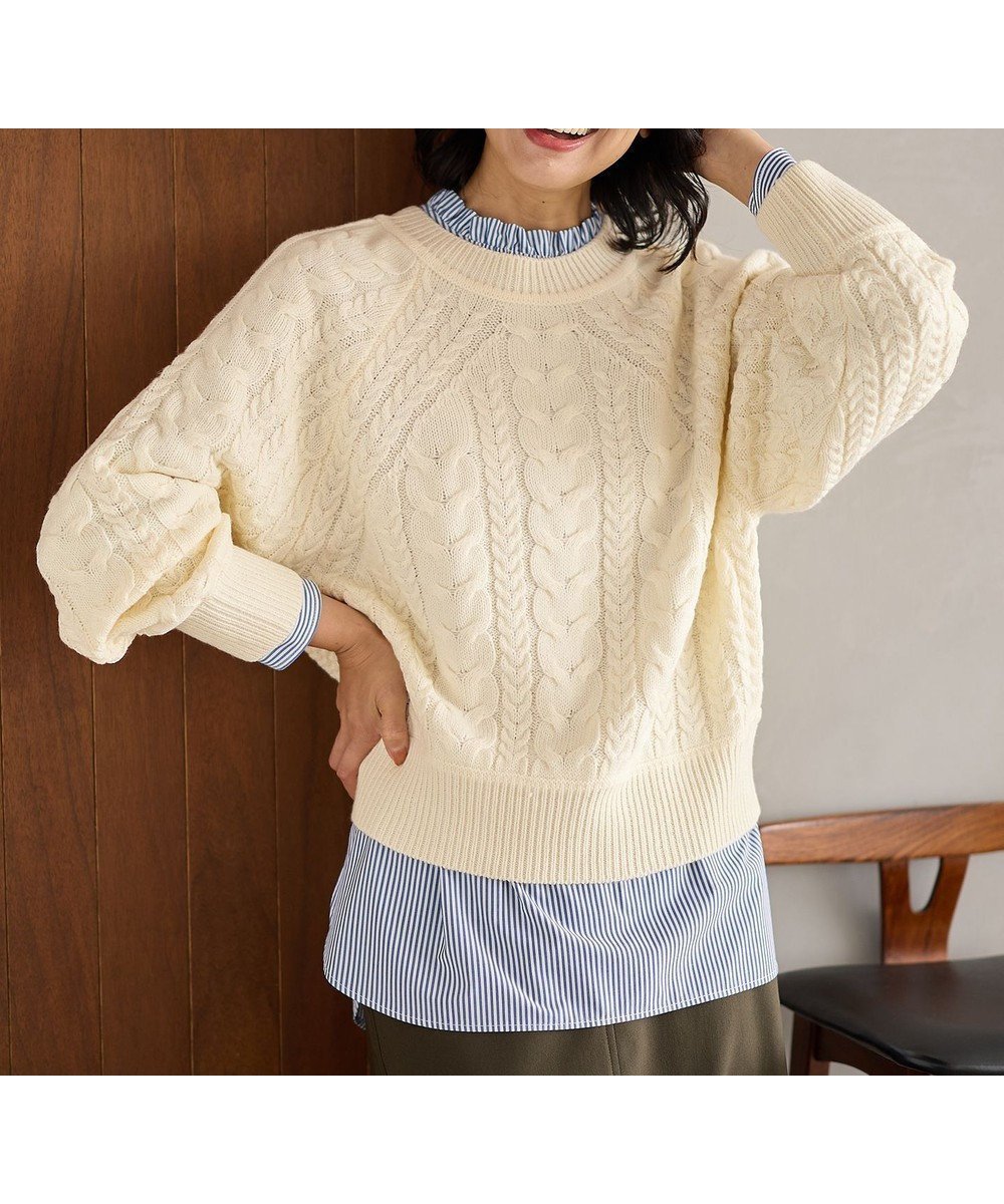 【エニー/ANY】の【洗濯機可】ソフトタッチケーブル2WAYニット インテリア・キッズ・メンズ・レディースファッション・服の通販 founy(ファニー) ファッション Fashion レディースファッション Fashion for Women トップス・カットソー Cut & Sew Tops ニット Knit Tops & Sweaters おすすめ Recommended / Our Picks アクリル Acrylic Material スリーブ Sleeve, Long Sleeve / Short Sleeve セーター Sweater, Knitwear A/W・秋冬 Autumn/Winter 鹿の子 Piqué, Kanoko Fabric エクリュ|ID: prp329100004467679 ipo3291000000034296739