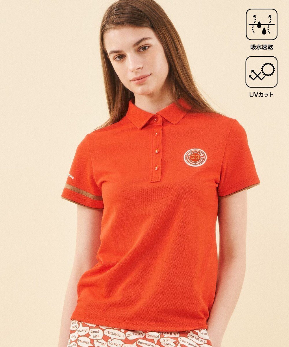 【23区 ゴルフ/NIJYUSANKU GOLF】の【WOMEN】【吸水速乾/UVカット】エイトロックポロシャツ インテリア・キッズ・メンズ・レディースファッション・服の通販 founy(ファニー) 　ファッション　Fashion　レディースファッション　WOMEN　トップス・カットソー　Tops/Tshirt　シャツ/ブラウス　Shirts/Blouses　ポロシャツ　Polo Shirts　アシンメトリー　Asymmetry　春　Spring　今季　This Season　吸水　Water Absorption　スポーティ　Sporty　ベーシック　Basic　ポロシャツ　Polo Shirt　モチーフ　Motif　レギュラー　Regular　S/S・春夏　Ss・Spring/Summer　再入荷　Restock/Back In Stock/Re Arrival　おすすめ　Recommend　夏　Summer　ゴルフ　Golf　オレンジ系|ID: prp329100004467735 ipo3291000000031984037