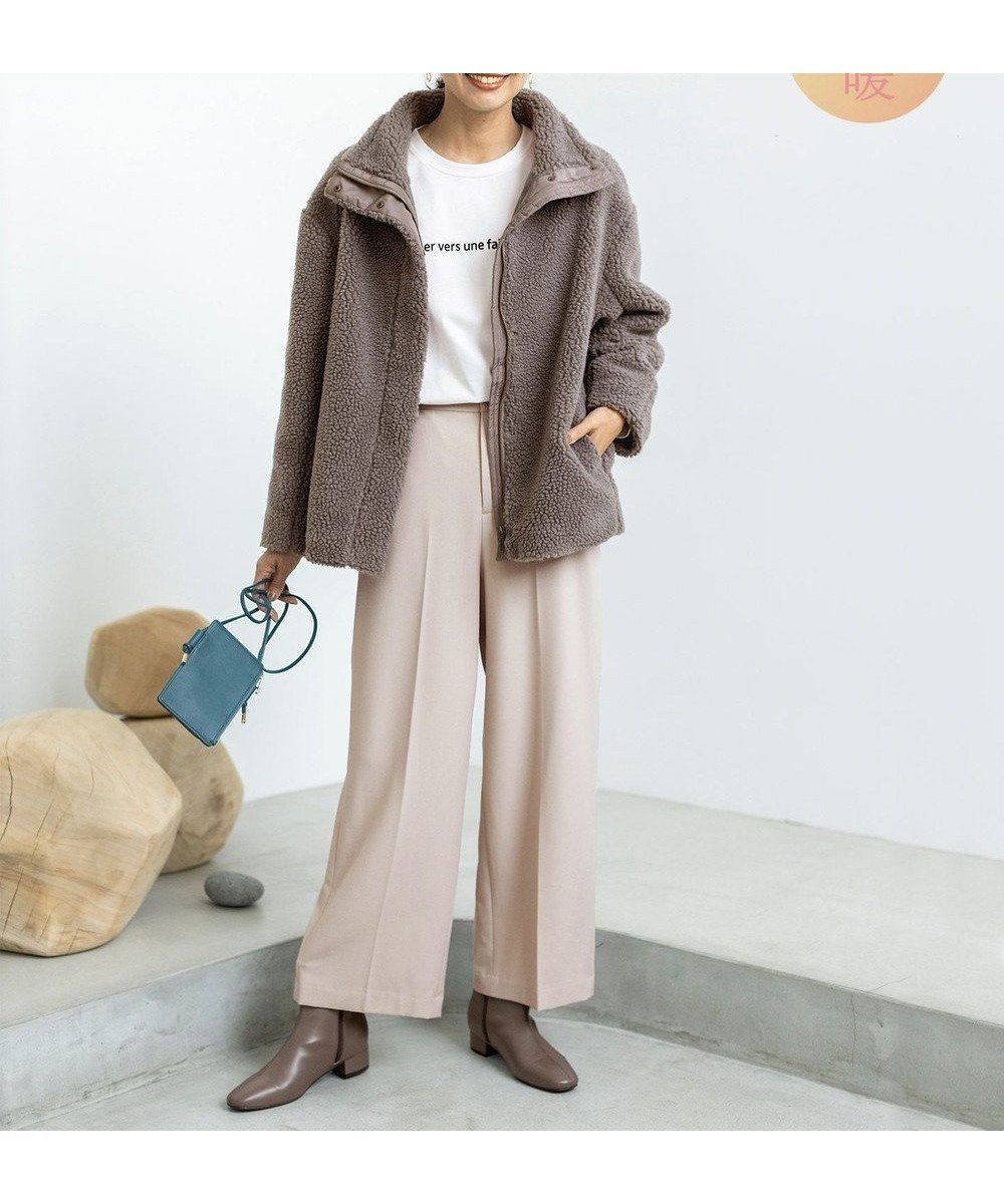 【エニー/ANY】の【ウエストゴム/リントラク加工/裏起毛/ストレッチ/洗濯機可能】シークレットウォーム ワイドパンツ インテリア・キッズ・メンズ・レディースファッション・服の通販 founy(ファニー) 　ファッション　Fashion　レディースファッション　Fashion for Women　パンツ　Pants & Trousers　ストレッチ　Stretch, Stretchy Fabric　センター　Center, Center Line　ピーチ　Peach, Soft Touch　フロント　Front, Front Design　ミックス　Mix, Mixed Style　ワイド　Wide, Wide Fit　楽ちん　Easy Fit, Comfortable　A/W・秋冬　Autumn/Winter　アイボリー|ID: prp329100004467784 ipo3291000000033564725