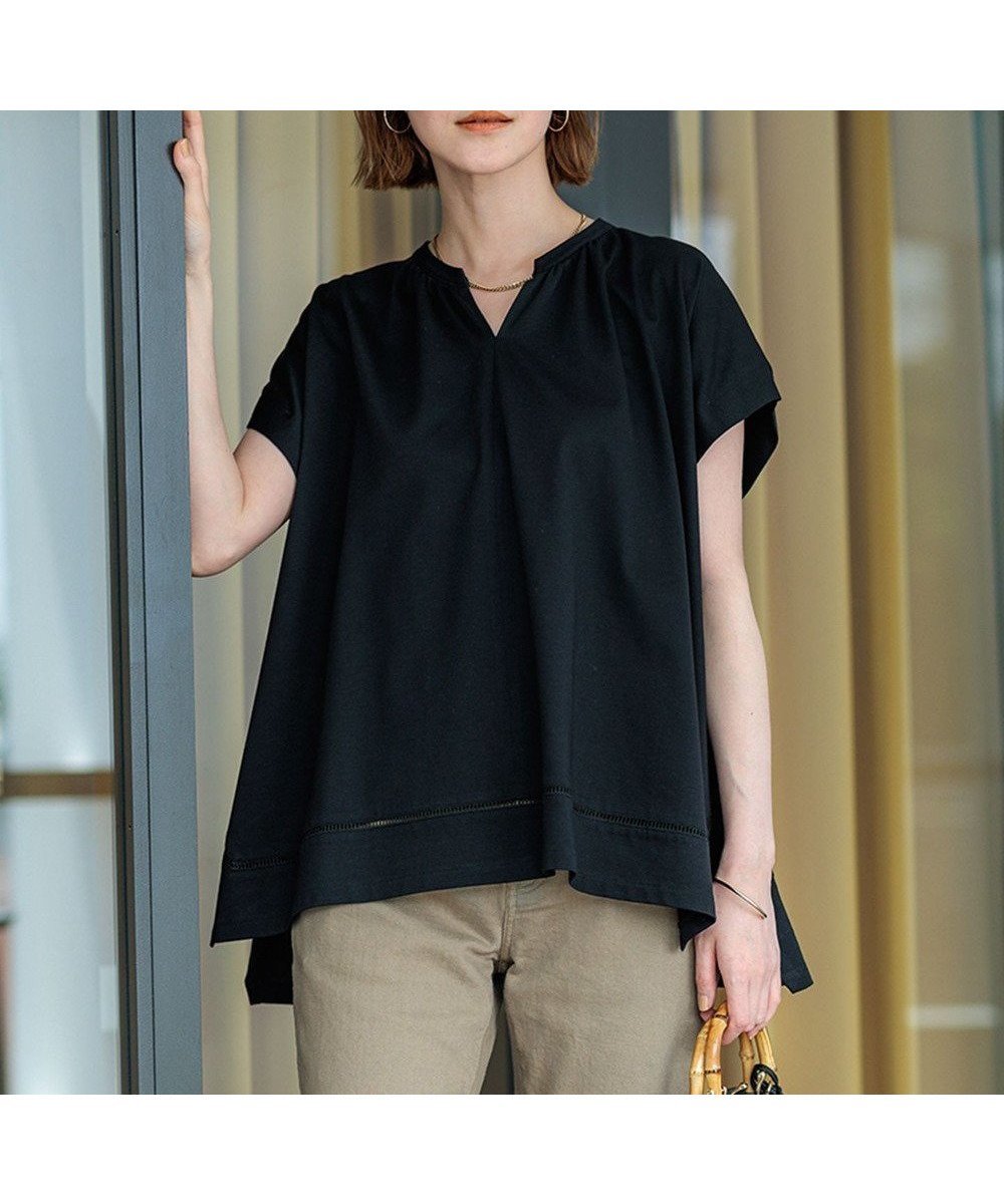 【23区/NIJYUSANKU】の【洗える】ラダーレースジャージー カットソー 人気、トレンドファッション・服の通販 founy(ファニー) 　ファッション　Fashion　レディースファッション　WOMEN　トップス・カットソー　Tops/Tshirt　シャツ/ブラウス　Shirts/Blouses　ロング / Tシャツ　T-Shirts　カットソー　Cut and Sewn　2024年　2024　2024春夏・S/S　Ss,Spring/Summer,2024　カットソー　Cut And Sew　ギャザー　Gather　コンパクト　Compact　スタンド　Stand　フレア　Flare　ベーシック　Basic　レース　Race　夏　Summer　春　Spring　S/S・春夏　Ss・Spring/Summer　洗える　Washable　 other-1|ID: prp329100004467830 ipo3291000000031886547