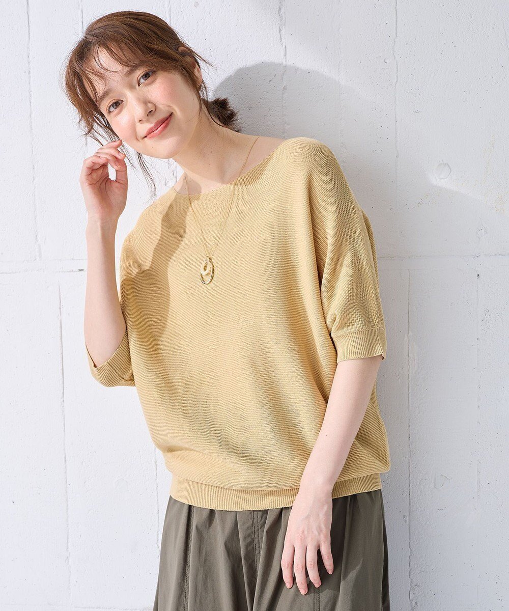 【エニー/ANY】の【洗濯機可/UVカット/アンチピリング】ハーフスリーブガーターニット インテリア・キッズ・メンズ・レディースファッション・服の通販 founy(ファニー) ファッション Fashion レディースファッション Fashion for Women トップス・カットソー Cut & Sew Tops ニット Knit Tops & Sweaters アクリル Acrylic Material シンプル Simple, Minimal セーター Sweater, Knitwear 夏 Summer 春 Spring S/S・春夏 SS, Spring/Summer, Warm Season 洗える Machine Washable イエロー|ID: prp329100004467841 ipo3291000000035106535