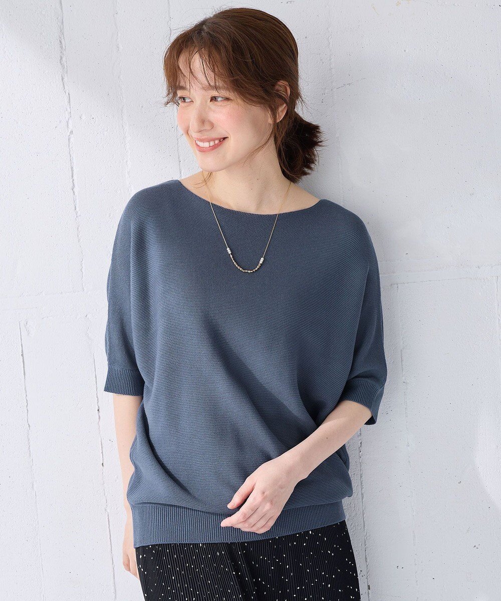 【エニー/ANY】の【洗濯機可/UVカット/アンチピリング】ハーフスリーブガーターニット インテリア・キッズ・メンズ・レディースファッション・服の通販 founy(ファニー) ファッション Fashion レディースファッション Fashion for Women トップス・カットソー Cut & Sew Tops ニット Knit Tops & Sweaters アクリル Acrylic Material シンプル Simple, Minimal セーター Sweater, Knitwear 夏 Summer 春 Spring S/S・春夏 SS, Spring/Summer, Warm Season 洗える Machine Washable ブルー|ID: prp329100004467841 ipo3291000000035106536