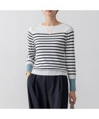 【23区/NIJYUSANKU】の【洗える】シルキーレーヨンワイドリブ ニット オフ×ネイビー|ID: prp329100004468025 ipo3291000000031986159